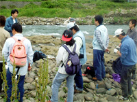 犀川河岸の足跡化石についての説明