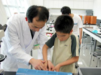 フィルムをラミネート加工して観察します