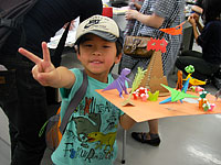 できたよ!ボクの折り紙恐竜ジオラマ!