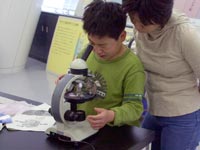 採取した化石表面の観察です