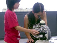 実際の偏光顕微鏡で岩石薄片を観察