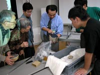 実際の珪化木を見せてもらいます。