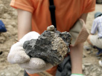 おみごと。巻き貝の化石を発見できました。