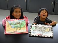 ほら見て！恐竜パズル、できたよ！