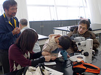 電子顕微鏡で見る資料を用意します。