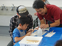 ドロの中から、小さな鉱物をさがします。