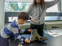 「なぞの恐竜」の骨をよく観察します。