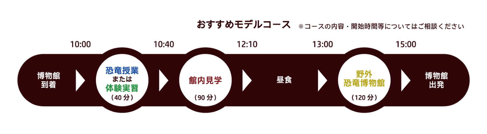 恐竜博物館見学コースの1例