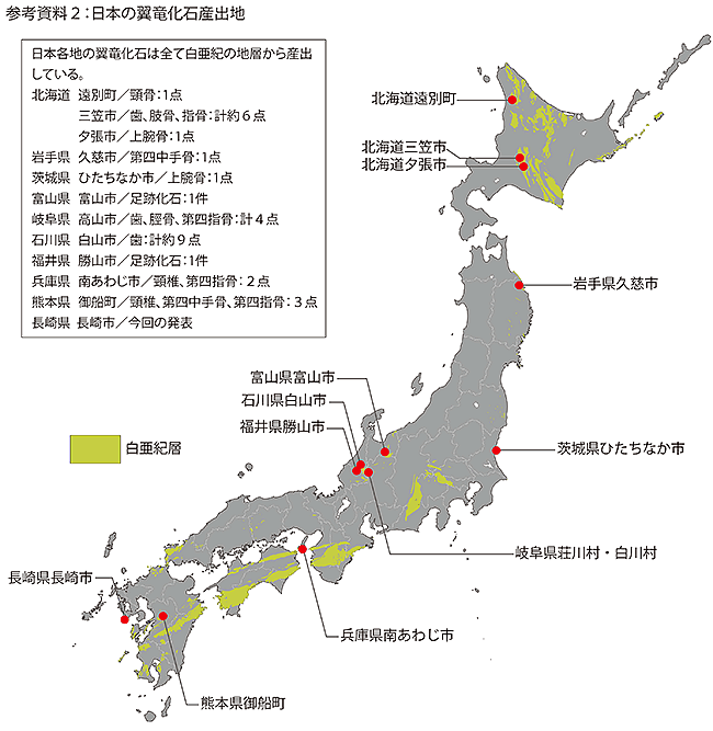 参考資料２：日本の翼竜化石産出地