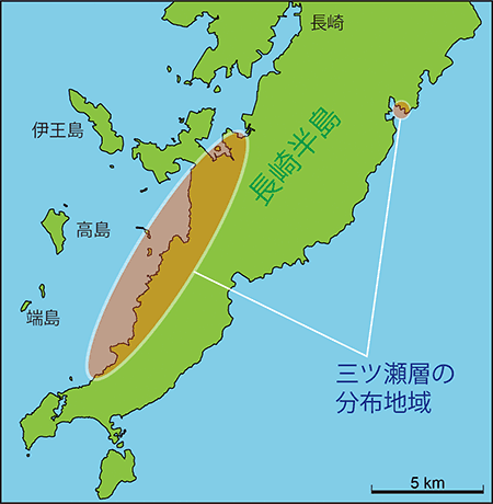 図1：三ツ瀬層の分布