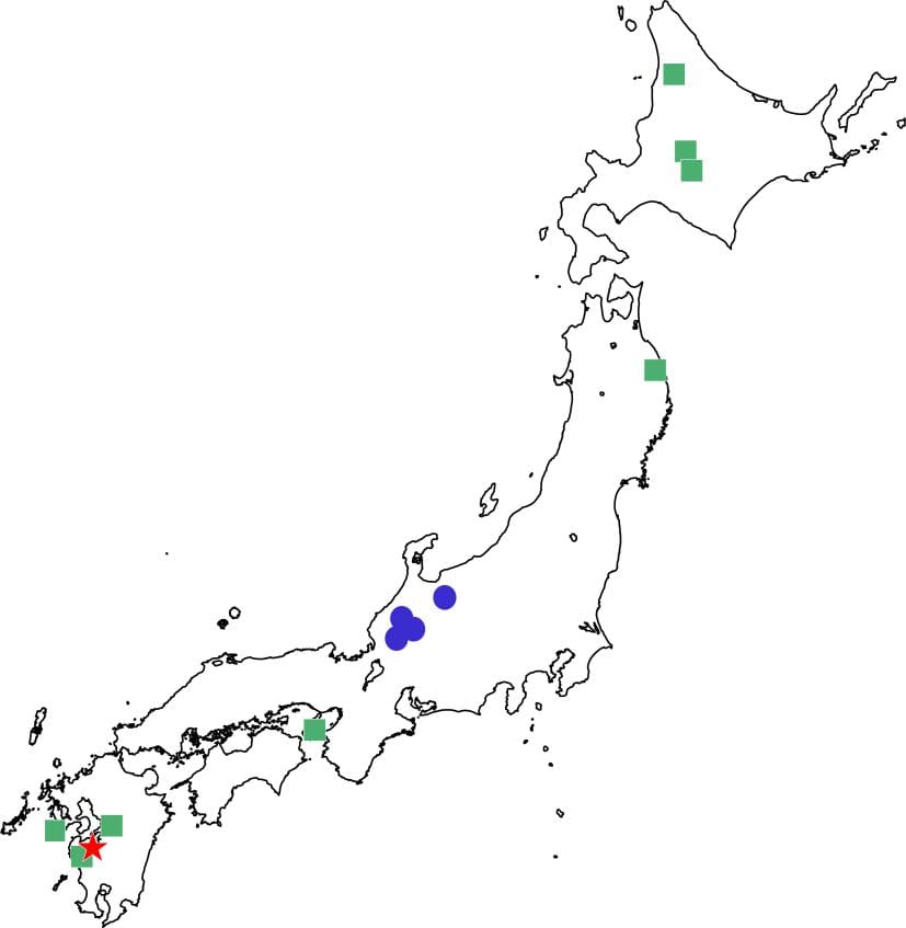 図４　日本の翼竜化石産出地。