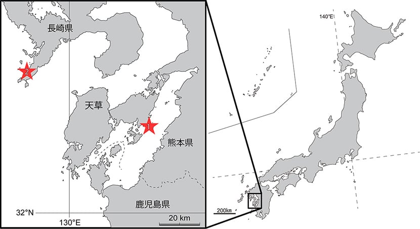 図1　昆虫化石の産出地