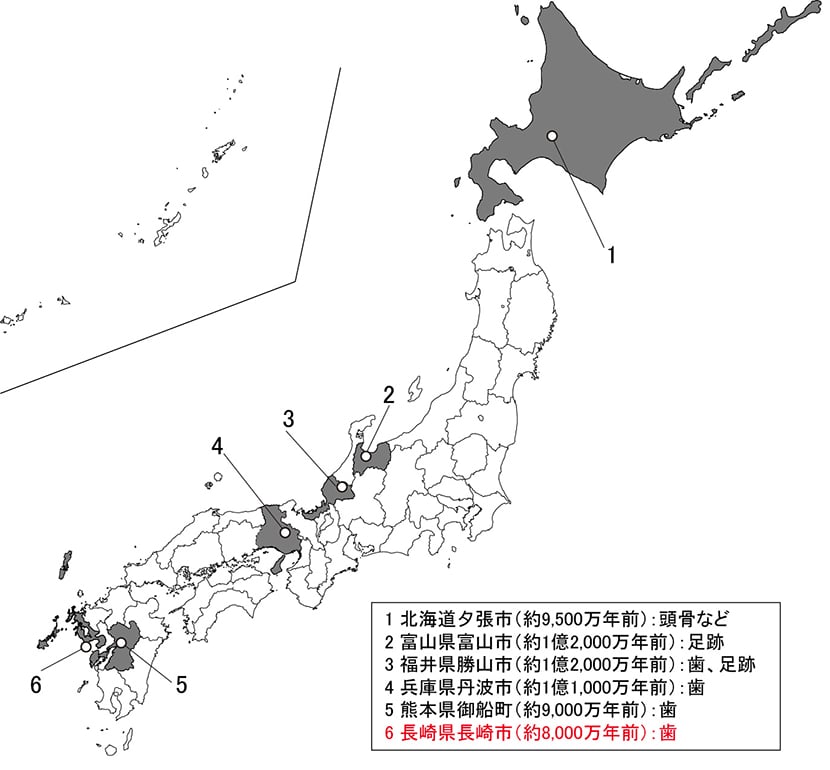 図3　日本国内の鎧竜類化石の産出地